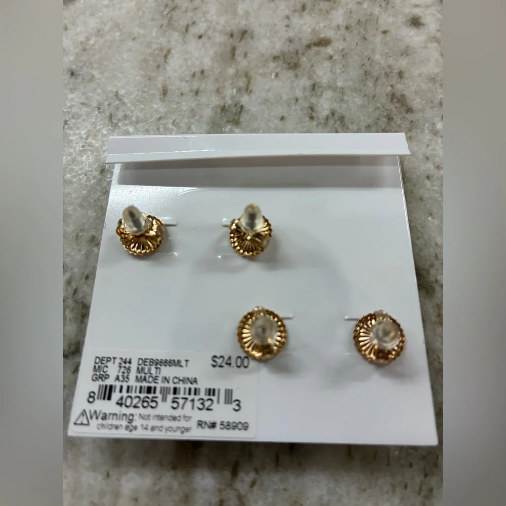 Anna & Ava Gold and yellow stud earrings. Pierced ears only. - Picture 2 of 4